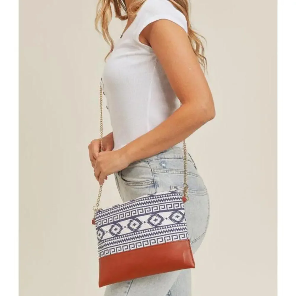 Aztec Pattern Crossbody Wristlet Western Bag